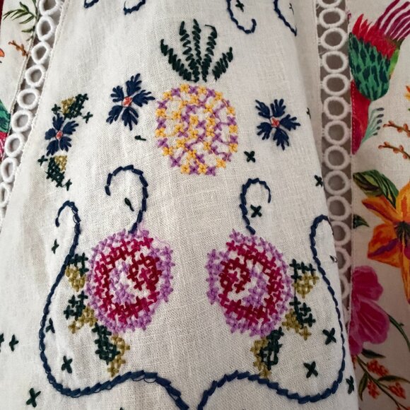 NWT Farm Rio Toucan's Garden print empbroidered one sleeve mini dress Sz M - Picture 10 of 16